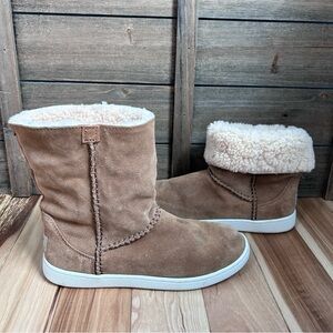 UGG Mika Classic Sneaker Snow Boots Shearling Suede Tan Women’s Sz 7